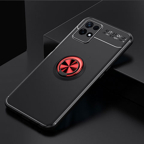 Custodia Silicone Ultra Sottile Morbida Cover con Magnetico Anello Supporto SD1 per Realme Narzo 50 4G Rosso e Nero