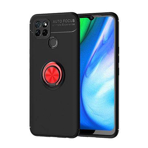 Custodia Silicone Ultra Sottile Morbida Cover con Magnetico Anello Supporto SD1 per Realme Q2i 5G Rosso e Nero