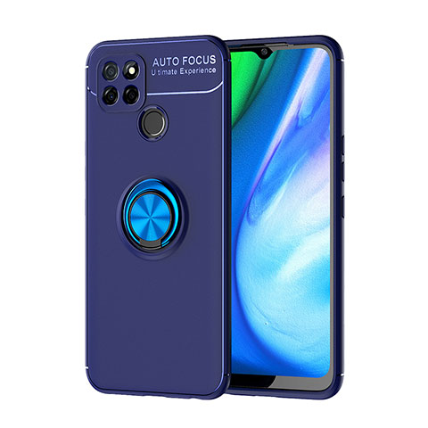 Custodia Silicone Ultra Sottile Morbida Cover con Magnetico Anello Supporto SD1 per Realme V3 5G Blu