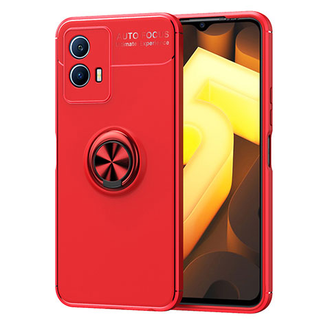 Custodia Silicone Ultra Sottile Morbida Cover con Magnetico Anello Supporto SD1 per Vivo iQOO U5 5G Rosso