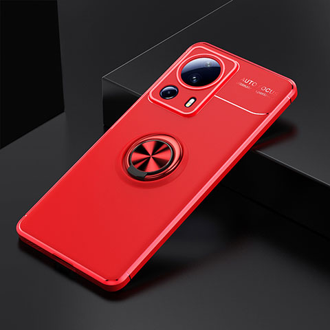 Custodia Silicone Ultra Sottile Morbida Cover con Magnetico Anello Supporto SD1 per Xiaomi Mi 12 Lite NE 5G Rosso