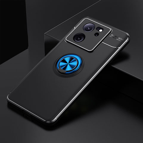 Custodia Silicone Ultra Sottile Morbida Cover con Magnetico Anello Supporto SD1 per Xiaomi Mi 13T Pro 5G Blu e Nero