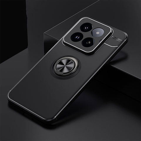 Custodia Silicone Ultra Sottile Morbida Cover con Magnetico Anello Supporto SD1 per Xiaomi Mi 14 5G Nero