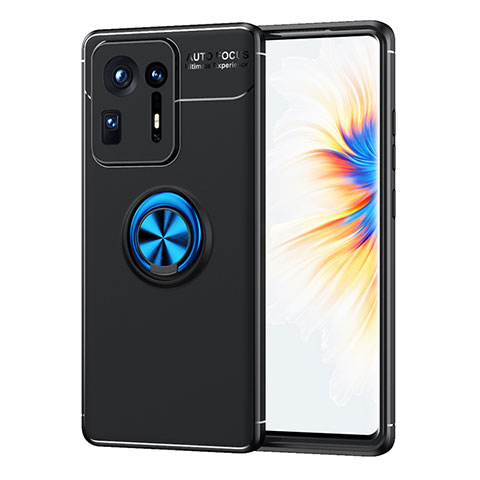 Custodia Silicone Ultra Sottile Morbida Cover con Magnetico Anello Supporto SD1 per Xiaomi Mi Mix 4 5G Blu e Nero