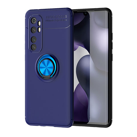 Custodia Silicone Ultra Sottile Morbida Cover con Magnetico Anello Supporto SD1 per Xiaomi Mi Note 10 Lite Blu