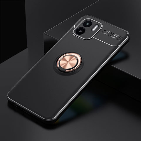 Custodia Silicone Ultra Sottile Morbida Cover con Magnetico Anello Supporto SD1 per Xiaomi Poco C50 Oro e Nero