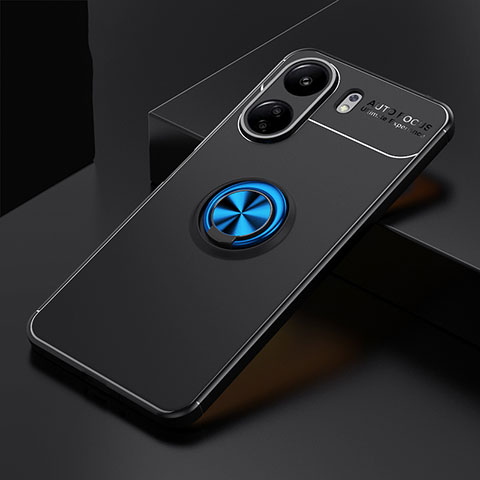 Custodia Silicone Ultra Sottile Morbida Cover con Magnetico Anello Supporto SD1 per Xiaomi Poco C65 Blu e Nero