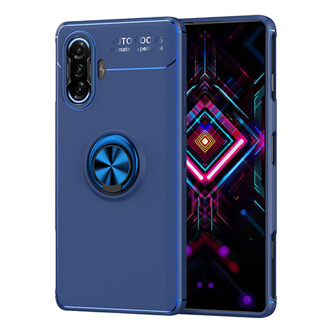 Custodia Silicone Ultra Sottile Morbida Cover con Magnetico Anello Supporto SD1 per Xiaomi Poco F3 GT 5G Blu