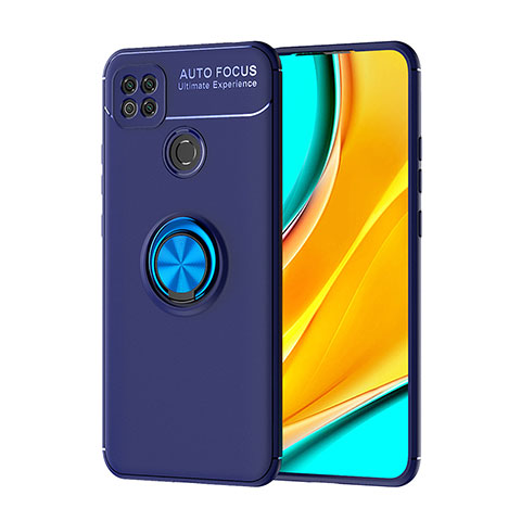 Custodia Silicone Ultra Sottile Morbida Cover con Magnetico Anello Supporto SD1 per Xiaomi Redmi 9 Activ Blu