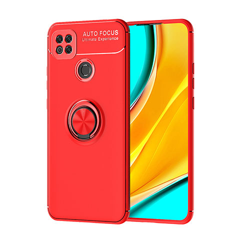 Custodia Silicone Ultra Sottile Morbida Cover con Magnetico Anello Supporto SD1 per Xiaomi Redmi 9 Activ Rosso