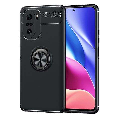 Custodia Silicone Ultra Sottile Morbida Cover con Magnetico Anello Supporto SD1 per Xiaomi Redmi K40 Pro+ Plus 5G Nero