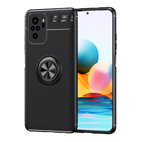 Custodia Silicone Ultra Sottile Morbida Cover con Magnetico Anello Supporto SD1 per Xiaomi Redmi Note 10S 4G Nero