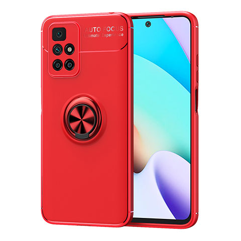 Custodia Silicone Ultra Sottile Morbida Cover con Magnetico Anello Supporto SD1 per Xiaomi Redmi Note 11 4G (2021) Rosso