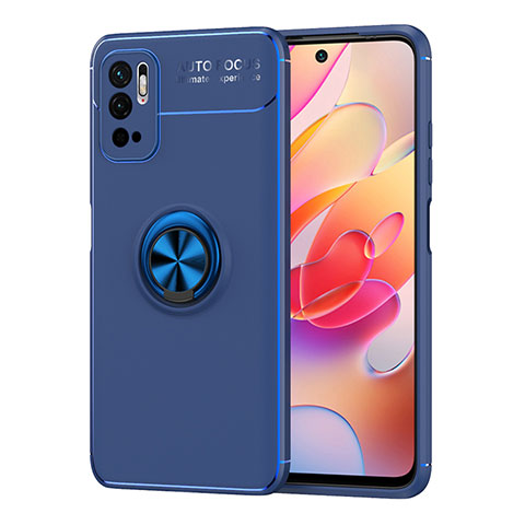 Custodia Silicone Ultra Sottile Morbida Cover con Magnetico Anello Supporto SD1 per Xiaomi Redmi Note 11 SE 5G Blu