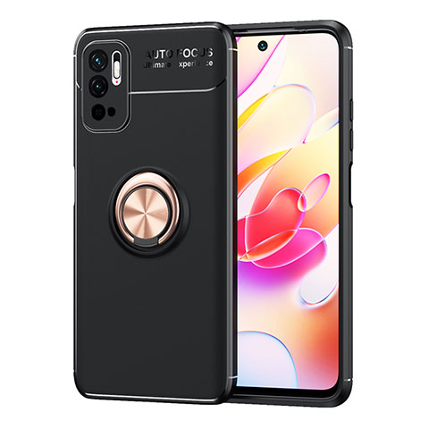 Custodia Silicone Ultra Sottile Morbida Cover con Magnetico Anello Supporto SD1 per Xiaomi Redmi Note 11 SE 5G Oro e Nero