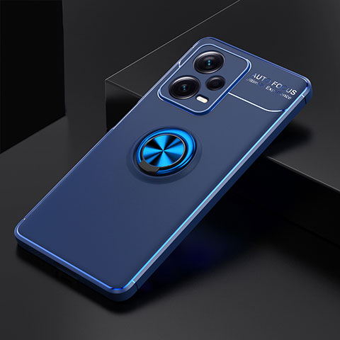 Custodia Silicone Ultra Sottile Morbida Cover con Magnetico Anello Supporto SD1 per Xiaomi Redmi Note 12 Pro+ Plus 5G Blu