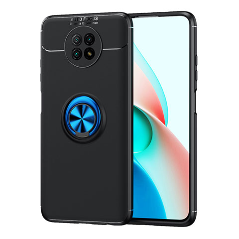 Custodia Silicone Ultra Sottile Morbida Cover con Magnetico Anello Supporto SD1 per Xiaomi Redmi Note 9 5G Blu e Nero