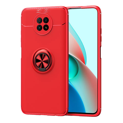 Custodia Silicone Ultra Sottile Morbida Cover con Magnetico Anello Supporto SD1 per Xiaomi Redmi Note 9 5G Rosso