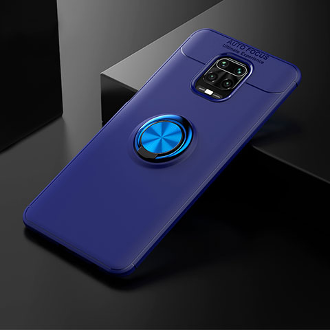 Custodia Silicone Ultra Sottile Morbida Cover con Magnetico Anello Supporto SD1 per Xiaomi Redmi Note 9 Pro Max Blu