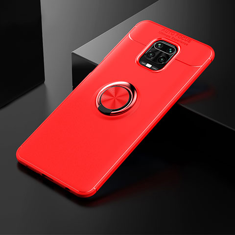 Custodia Silicone Ultra Sottile Morbida Cover con Magnetico Anello Supporto SD1 per Xiaomi Redmi Note 9 Pro Max Rosso