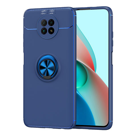 Custodia Silicone Ultra Sottile Morbida Cover con Magnetico Anello Supporto SD1 per Xiaomi Redmi Note 9T 5G Blu