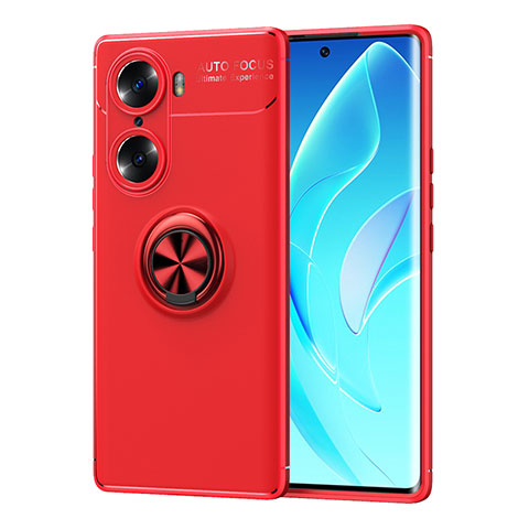 Custodia Silicone Ultra Sottile Morbida Cover con Magnetico Anello Supporto SD2 per Huawei Honor 60 Pro 5G Rosso