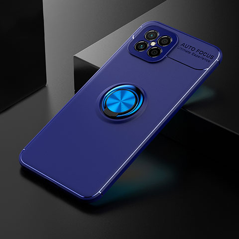 Custodia Silicone Ultra Sottile Morbida Cover con Magnetico Anello Supporto SD2 per Huawei Nova 8 SE 4G Blu