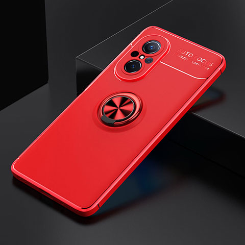 Custodia Silicone Ultra Sottile Morbida Cover con Magnetico Anello Supporto SD2 per Huawei Nova 9 SE Rosso