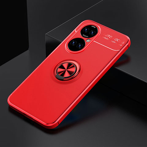 Custodia Silicone Ultra Sottile Morbida Cover con Magnetico Anello Supporto SD2 per Huawei P50e Rosso