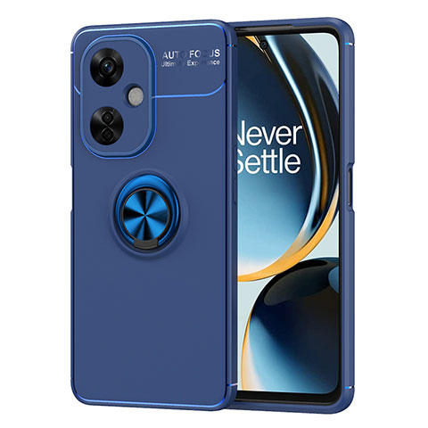 Custodia Silicone Ultra Sottile Morbida Cover con Magnetico Anello Supporto SD2 per OnePlus Nord CE 3 5G Blu