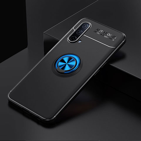 Custodia Silicone Ultra Sottile Morbida Cover con Magnetico Anello Supporto SD2 per OnePlus Nord CE 5G Blu e Nero