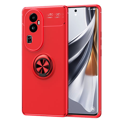 Custodia Silicone Ultra Sottile Morbida Cover con Magnetico Anello Supporto SD2 per Oppo Reno10 Pro+ Plus 5G Rosso