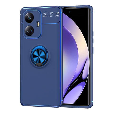 Custodia Silicone Ultra Sottile Morbida Cover con Magnetico Anello Supporto SD2 per Realme 10 Pro+ Plus 5G Blu