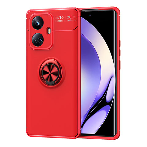 Custodia Silicone Ultra Sottile Morbida Cover con Magnetico Anello Supporto SD2 per Realme 10 Pro+ Plus 5G Rosso