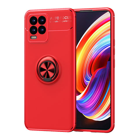 Custodia Silicone Ultra Sottile Morbida Cover con Magnetico Anello Supporto SD2 per Realme 8 4G Rosso