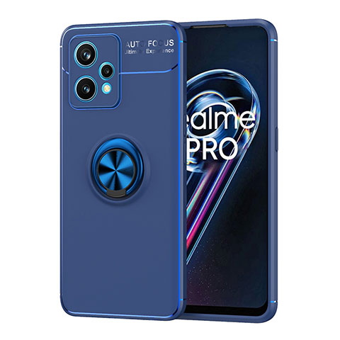 Custodia Silicone Ultra Sottile Morbida Cover con Magnetico Anello Supporto SD2 per Realme 9 Pro 5G Blu