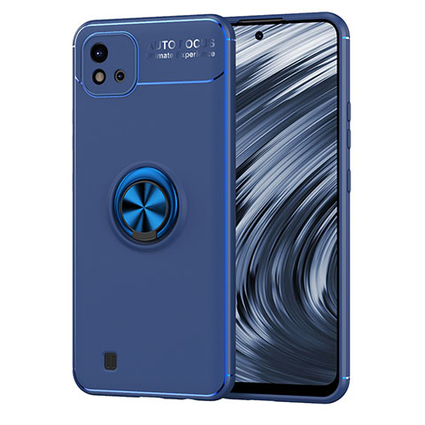 Custodia Silicone Ultra Sottile Morbida Cover con Magnetico Anello Supporto SD2 per Realme C11 (2021) Blu