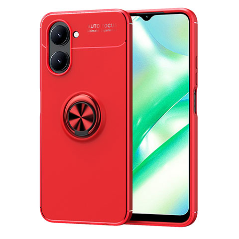 Custodia Silicone Ultra Sottile Morbida Cover con Magnetico Anello Supporto SD2 per Realme C33 (2023) Rosso