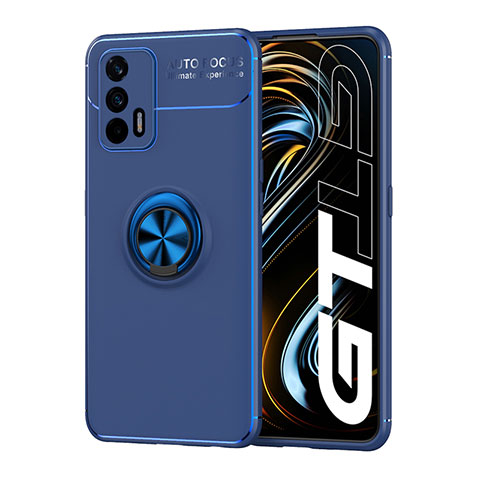 Custodia Silicone Ultra Sottile Morbida Cover con Magnetico Anello Supporto SD2 per Realme GT Neo 2T 5G Blu