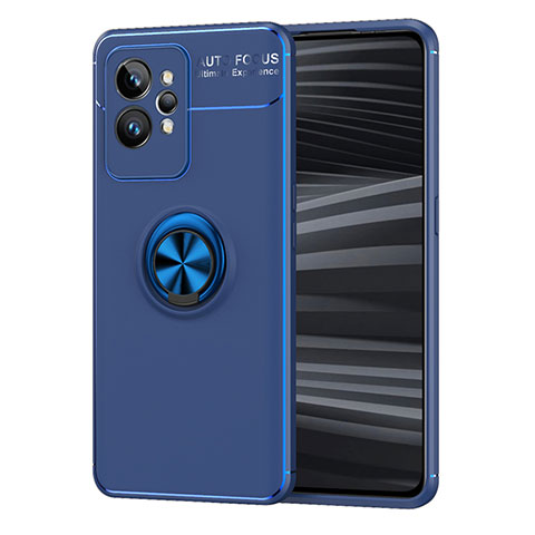 Custodia Silicone Ultra Sottile Morbida Cover con Magnetico Anello Supporto SD2 per Realme GT2 Pro 5G Blu