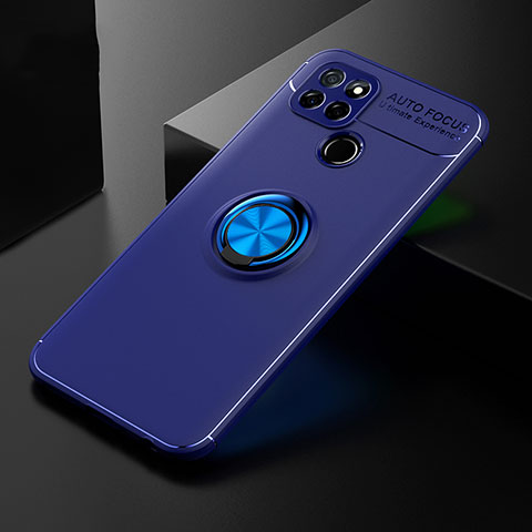 Custodia Silicone Ultra Sottile Morbida Cover con Magnetico Anello Supporto SD2 per Realme Q2i 5G Blu