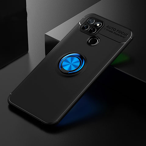 Custodia Silicone Ultra Sottile Morbida Cover con Magnetico Anello Supporto SD2 per Realme Q2i 5G Blu e Nero