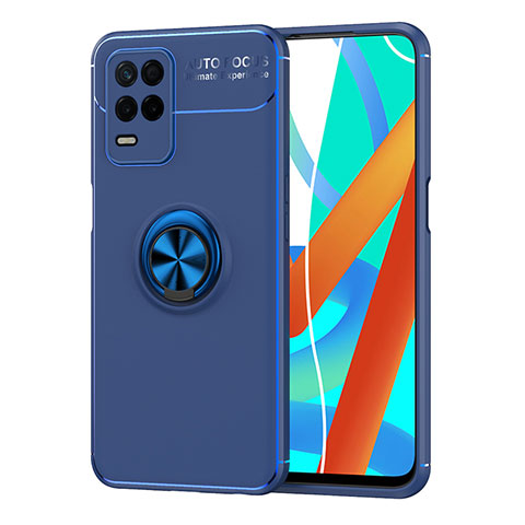 Custodia Silicone Ultra Sottile Morbida Cover con Magnetico Anello Supporto SD2 per Realme Q3i 5G Blu