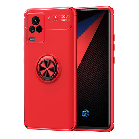 Custodia Silicone Ultra Sottile Morbida Cover con Magnetico Anello Supporto SD2 per Vivo iQOO 7 Legend 5G Rosso