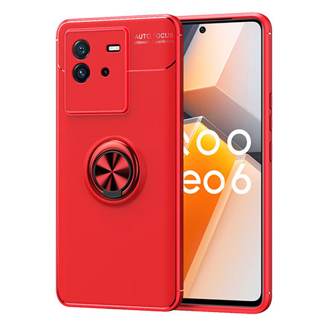 Custodia Silicone Ultra Sottile Morbida Cover con Magnetico Anello Supporto SD2 per Vivo iQOO Neo6 SE 5G Rosso