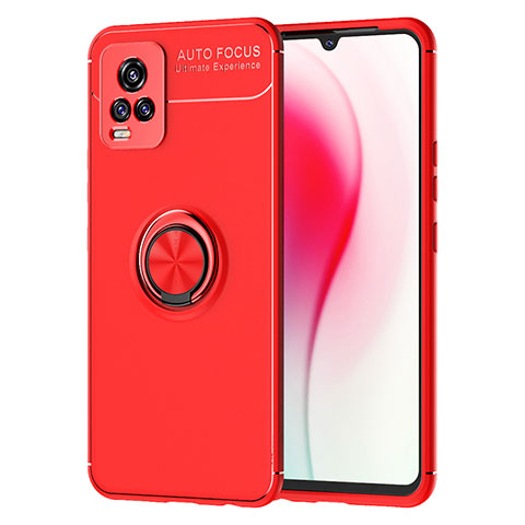 Custodia Silicone Ultra Sottile Morbida Cover con Magnetico Anello Supporto SD2 per Vivo V20 (2021) Rosso