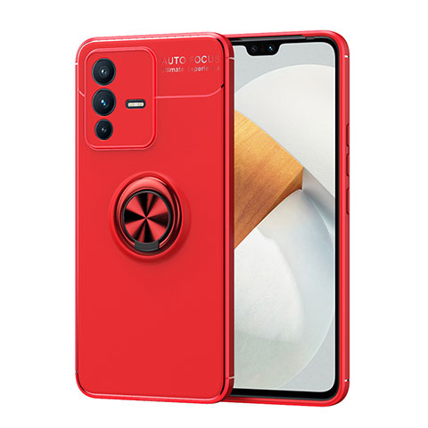 Custodia Silicone Ultra Sottile Morbida Cover con Magnetico Anello Supporto SD2 per Vivo V23 Pro 5G Rosso