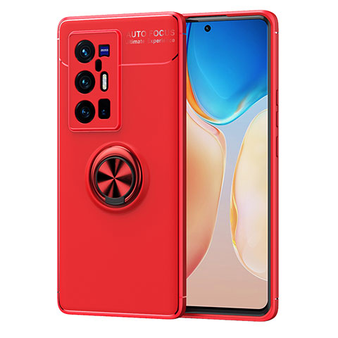 Custodia Silicone Ultra Sottile Morbida Cover con Magnetico Anello Supporto SD2 per Vivo X70 Pro+ Plus 5G Rosso