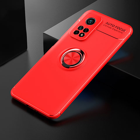 Custodia Silicone Ultra Sottile Morbida Cover con Magnetico Anello Supporto SD2 per Xiaomi Mi 10T Pro 5G Rosso