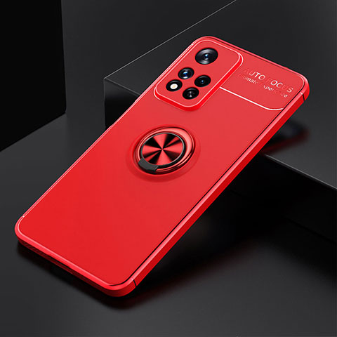 Custodia Silicone Ultra Sottile Morbida Cover con Magnetico Anello Supporto SD2 per Xiaomi Mi 11i 5G (2022) Rosso